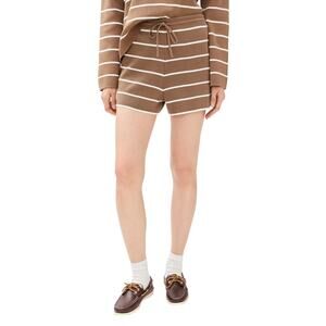 La Ligne Brown and White Striped Knit Shorts